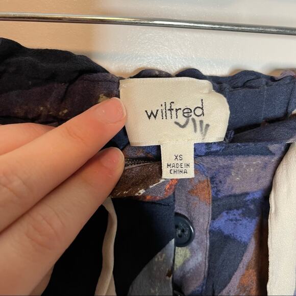 Aritzia Wilfred Blue Patterned Casual Tapered Leg Crop Pant Size XS - Picture 2 of 10